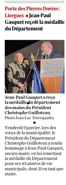 Remise de la médaille du département à Jean Paul GASQUET